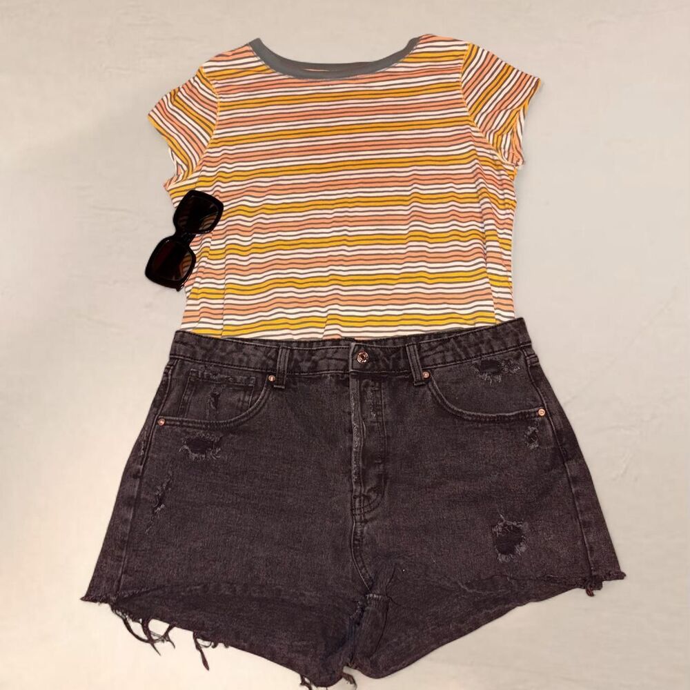 Womens Size Large Multi-colored striped baby tee Universal Thread